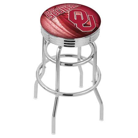 Holland Bar Stool Co 30" Chrome 2-Ring Oklahoma Swivel Bar Stool, Accent Ring L7C3C30Oklhma-D2